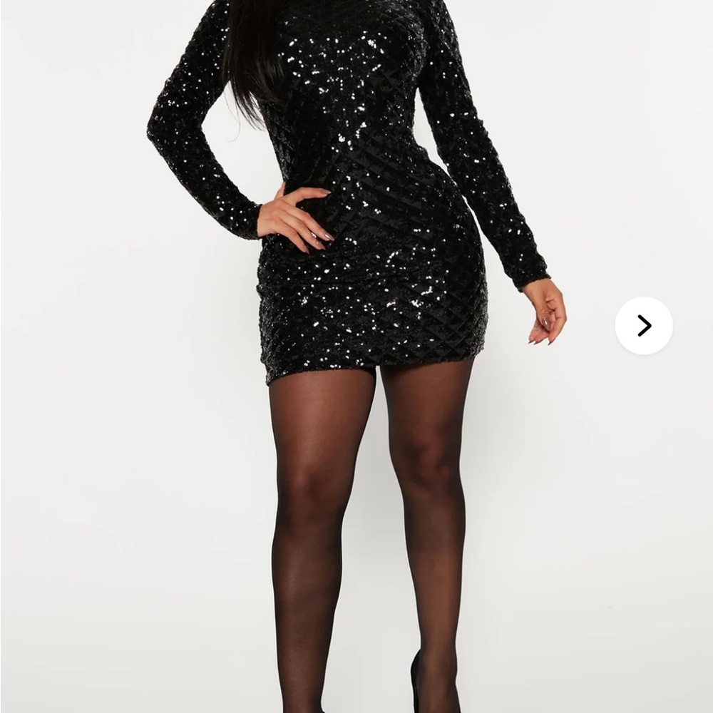 Fashion Nova Black Sequin Long Sleeve Dress